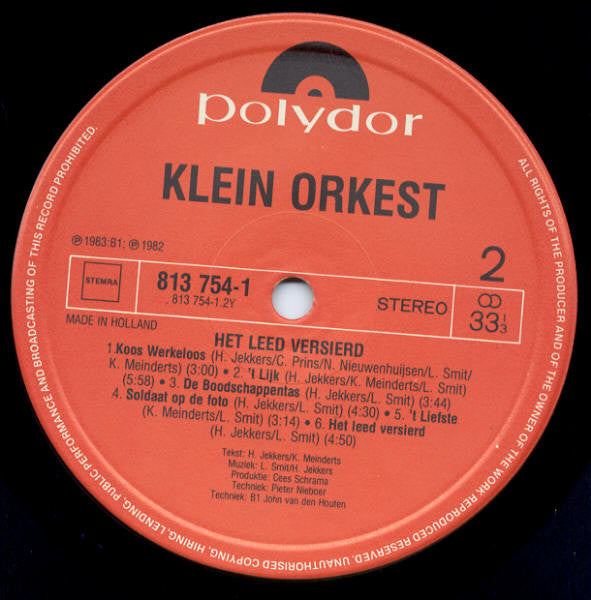 Klein Orkest - Het Leed Versierd (LP Tweedehands) - Discords.nl