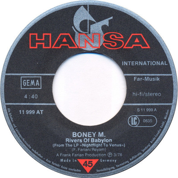 Boney M. - Rivers Of Babylon / Brown Girl In The Ring (7-inch Tweedehands)