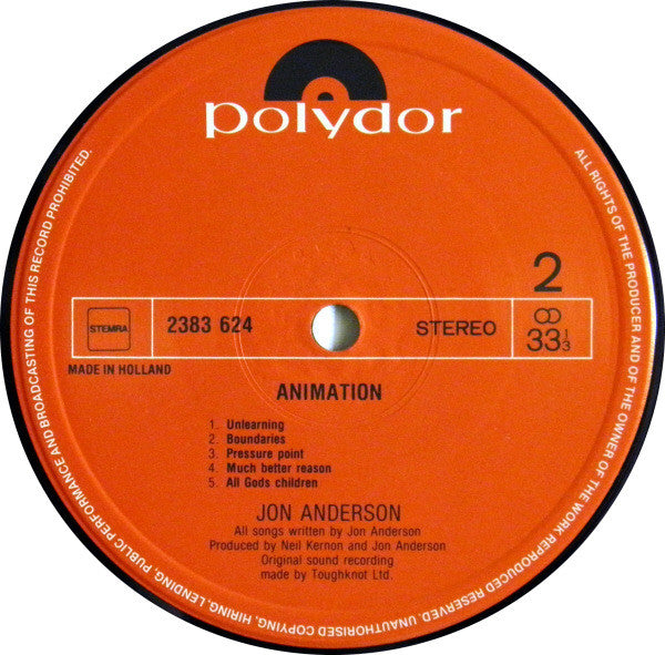 Jon Anderson - Animation (LP Tweedehands)