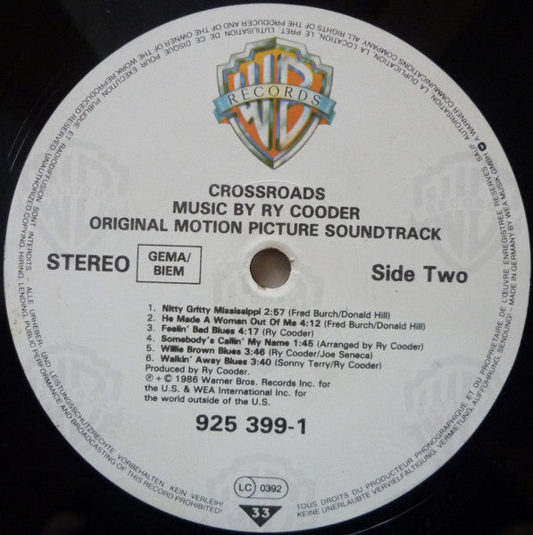 Ry Cooder - Crossroads - Original Motion Picture Soundtrack (LP Tweedehands) - Discords.nl
