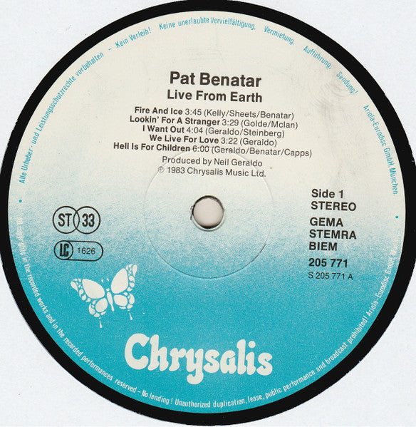Pat Benatar - Live From Earth (LP Tweedehands) - Discords.nl