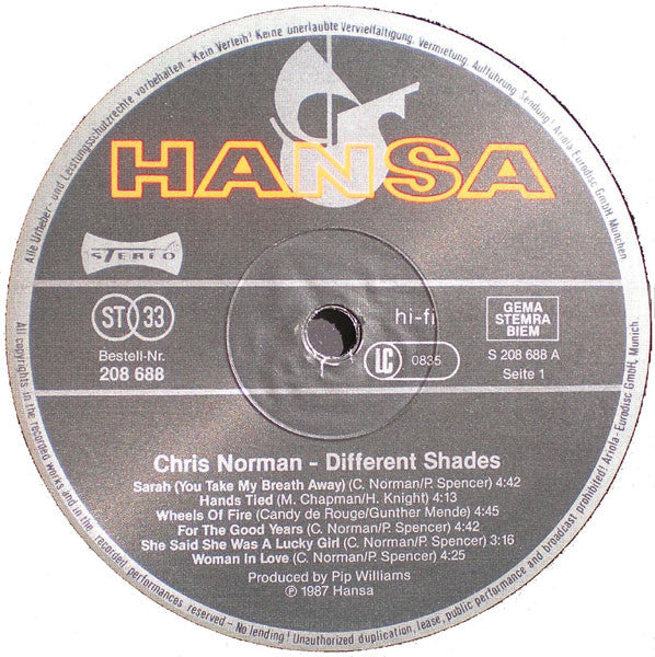 Chris Norman - Different Shades (LP Tweedehands) - Discords.nl