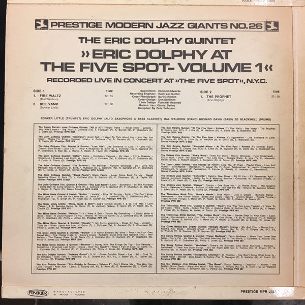 Eric Dolphy - At The Five Spot - Volume 1 (LP Tweedehands) - Discords.nl