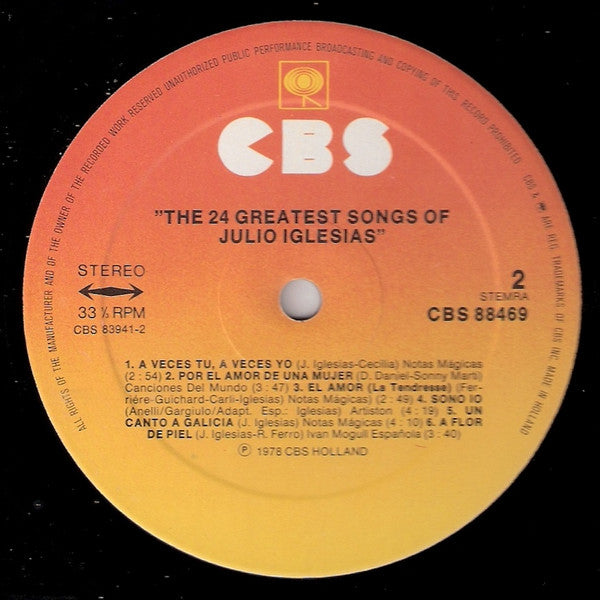 Julio Iglesias - The 24 Greatest Songs (LP Tweedehands) - Discords.nl