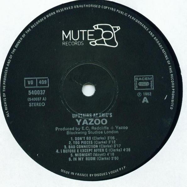 Yazoo - Upstairs At Eric's (LP Tweedehands) - Discords.nl