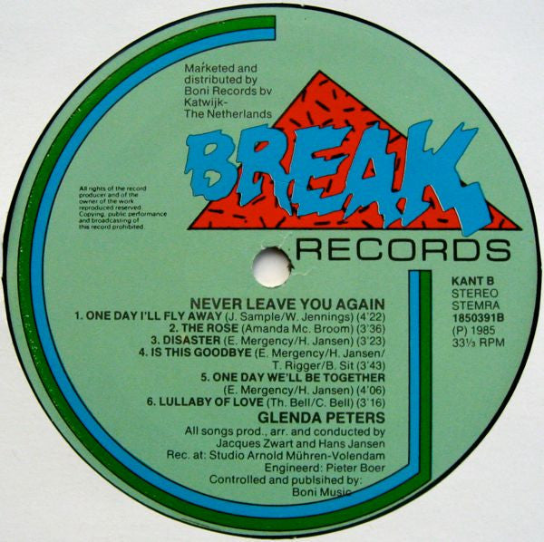 Glenda Peters - Never Leave You Again (LP Tweedehands) - Discords.nl