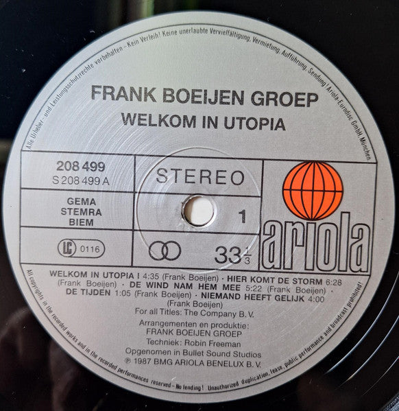 Frank Boeijen Groep - Welkom In Utopia (LP Tweedehands)