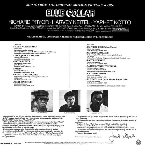 Various / Jack Nitzsche - Blue Collar (Music From The Original Motion Picture Score) (LP Tweedehands)