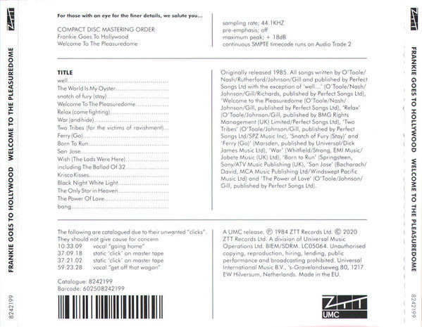 Frankie Goes To Hollywood - Welcome To The Pleasuredome (CD) - Discords.nl