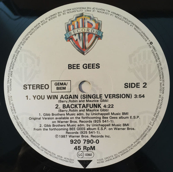 Bee Gees - You Win Again (12" Tweedehands) - Discords.nl