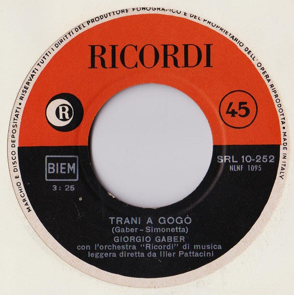 Giorgio Gaber - Trani A Gogo (7-inch Tweedehands)