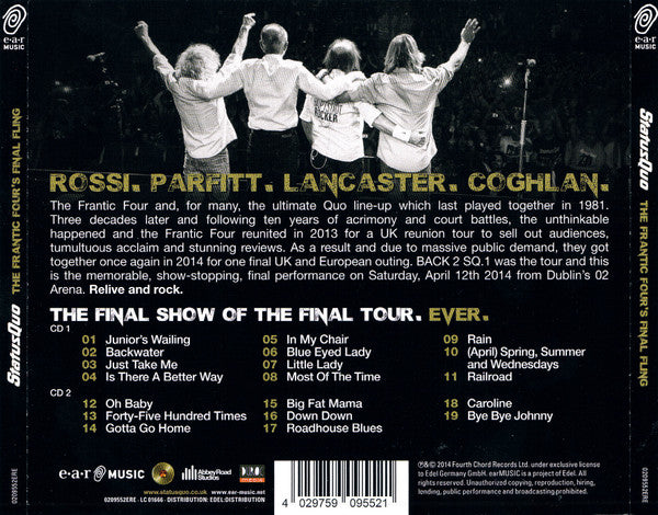 Status Quo - The Frantic Four's Final Fling - Live At The Dublin O2 Arena (CD)