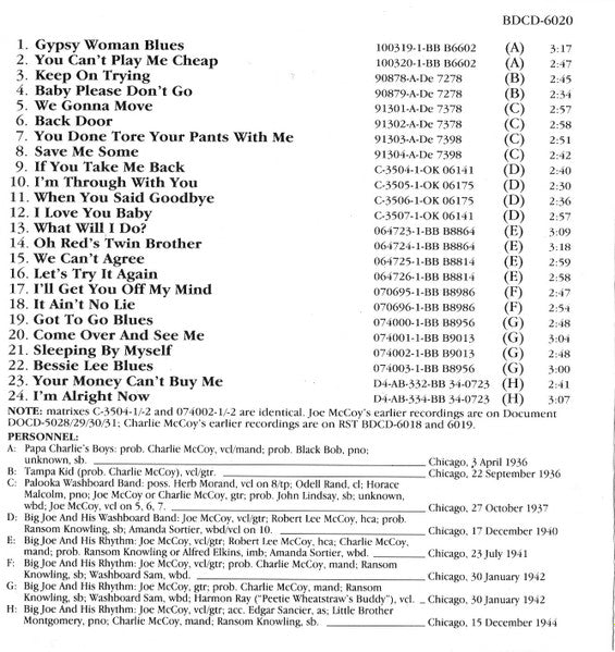 McCoy Brothers  --  Charlie McCoy (2) & Joe McCoy - Complete Recorded Works 1934-1944 In Chronological Order, Volume 2 (1936-1944) (CD)