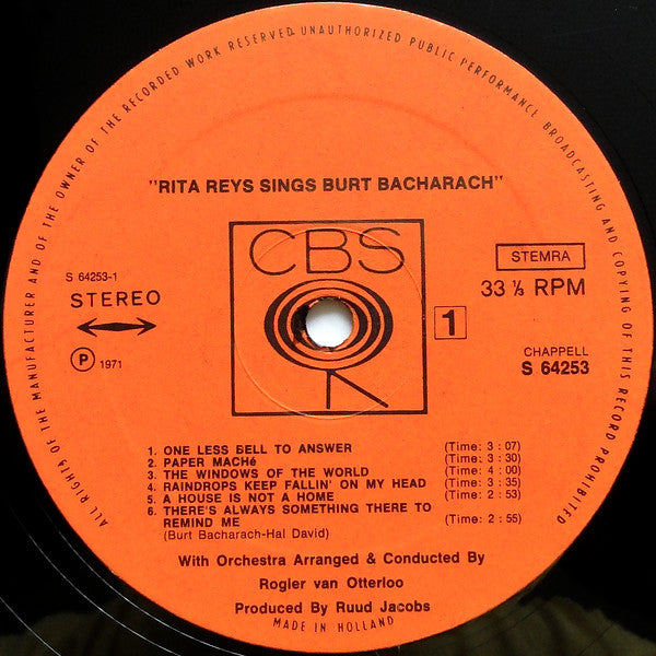Rita Reys - Sings Burt Bacharach (LP Tweedehands) - Discords.nl