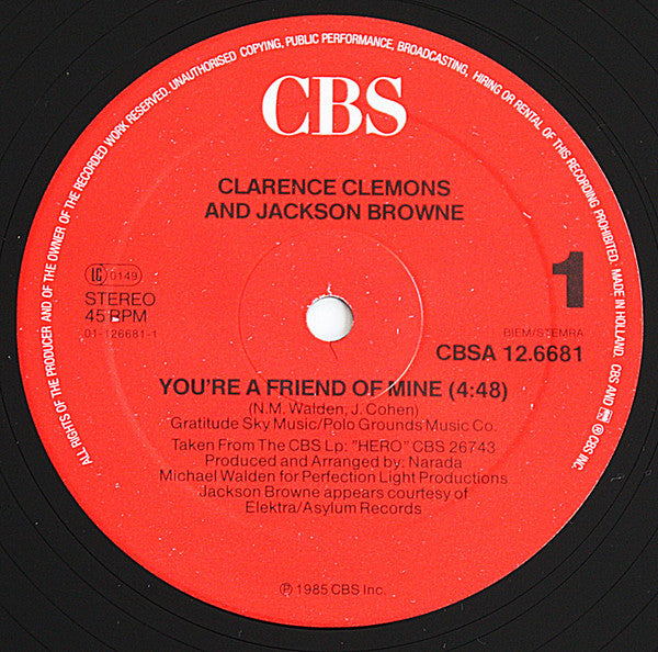 Clarence Clemons And Jackson Browne - You're A Friend Of Mine (LP Tweedehands)