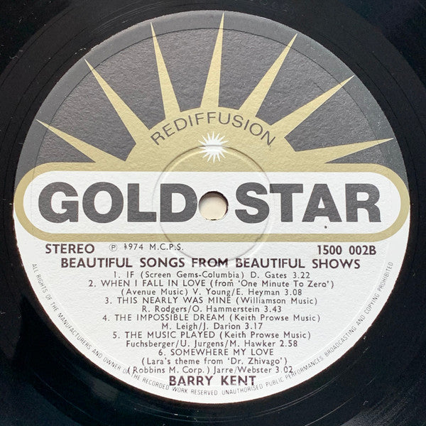 Barry Kent - Beautiful Songs From Beautiful Shows (LP Tweedehands)