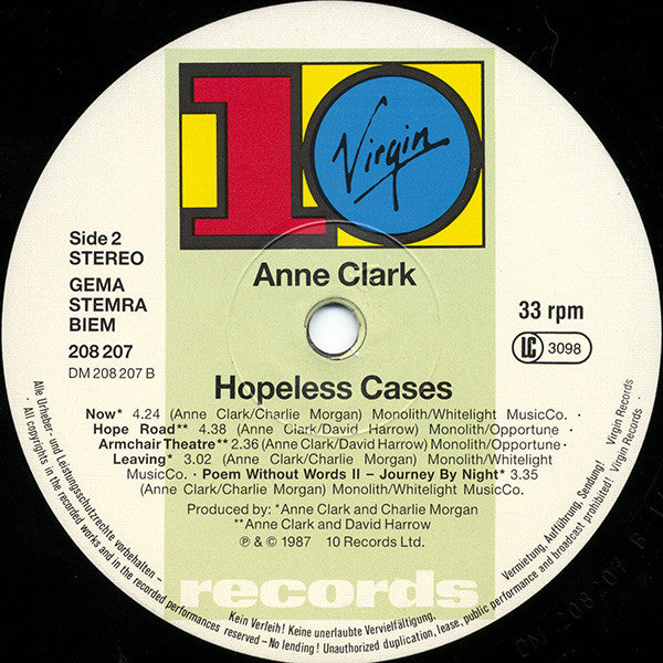 Anne Clark - Hopeless Cases (LP Tweedehands) - Discords.nl