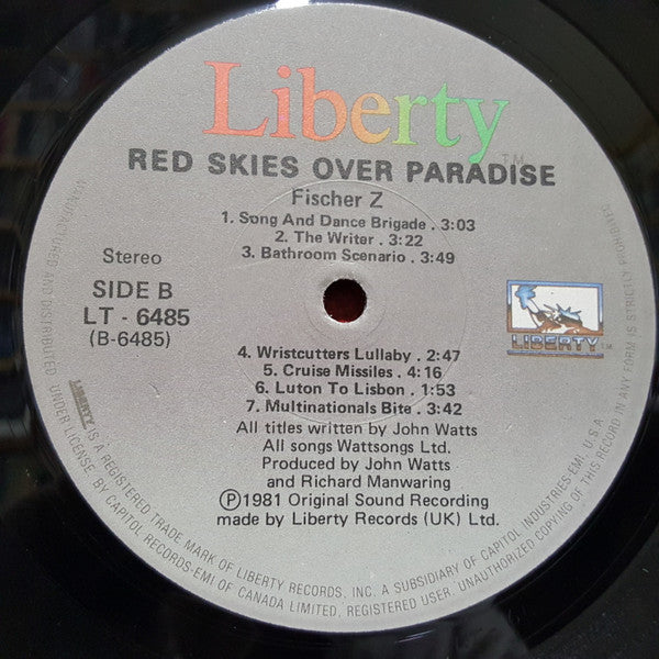 Fischer-Z - Red Skies Over Paradise (LP Tweedehands)