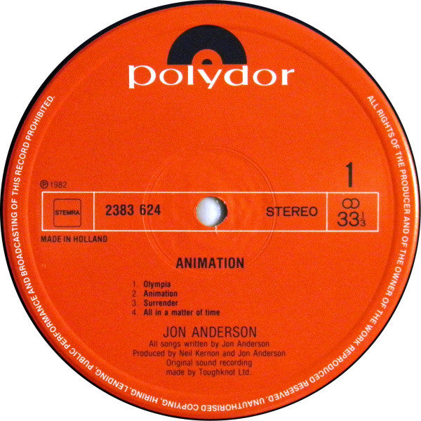 Jon Anderson - Animation (LP Tweedehands)