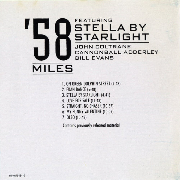 Miles Davis Featuring John Coltrane, Cannonball Adderley, Bill Evans - '58 Miles Featuring Stella By Starlight (CD Tweedehands)