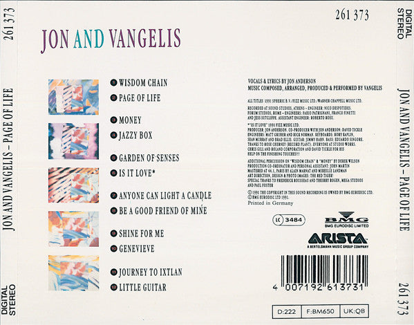 Jon & Vangelis - Page Of Life (CD Tweedehands)