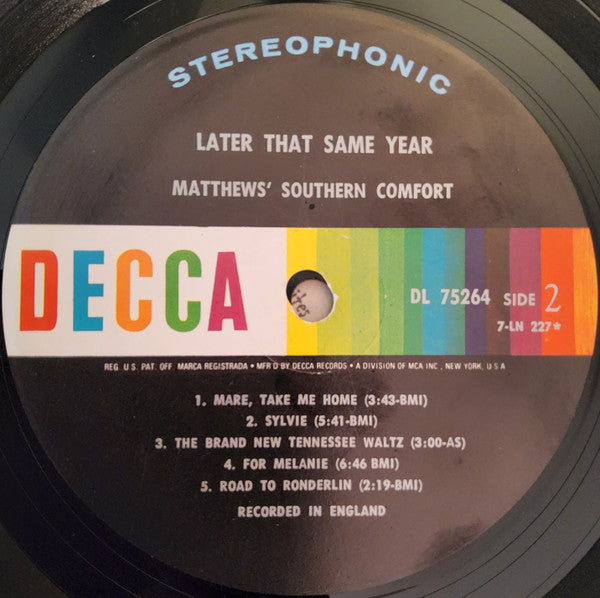 Matthews' Southern Comfort - Later That Same Year (LP Tweedehands) - Discords.nl