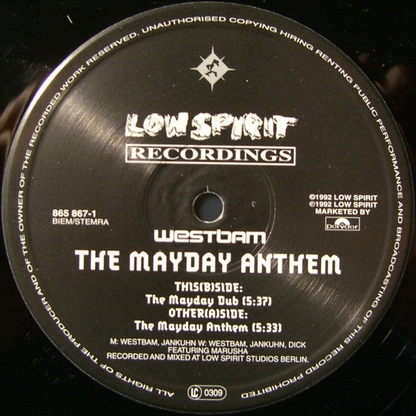 WestBam - The Mayday Anthem (12" Tweedehands)