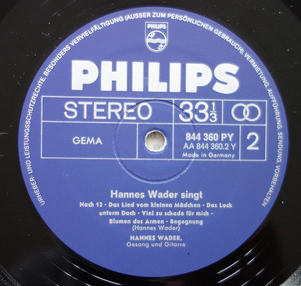 Hannes Wader - Singt Eigene Lieder (LP Tweedehands) - Discords.nl