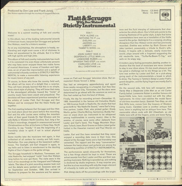 Flatt & Scruggs With Doc Watson - Strictly Instrumental (LP Tweedehands) - Discords.nl