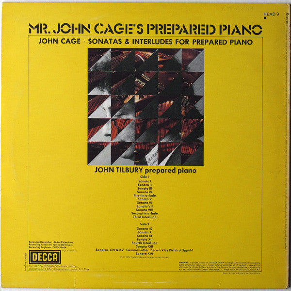 John Cage - Mr. John Cage's Prepared Piano (LP Tweedehands)