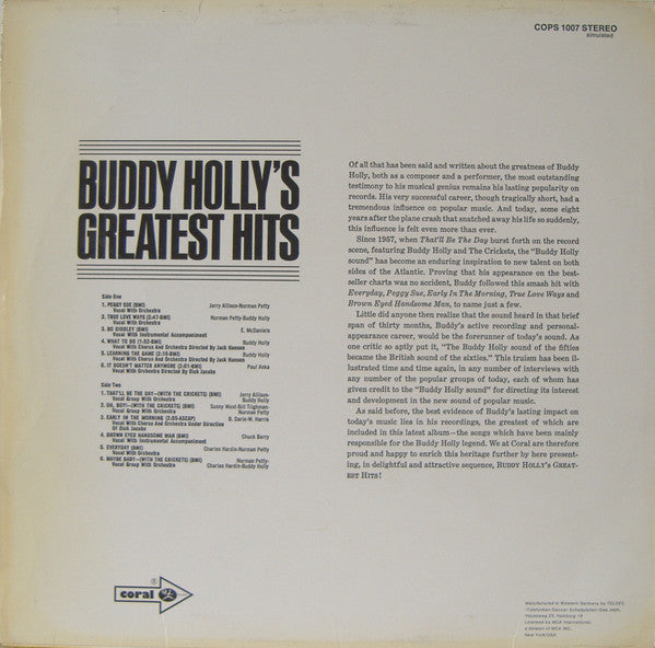 Buddy Holly - Buddy Holly's Greatest Hits (LP Tweedehands) - Discords.nl