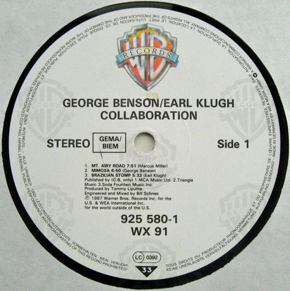 George Benson / Earl Klugh - Collaboration (LP Tweedehands) - Discords.nl