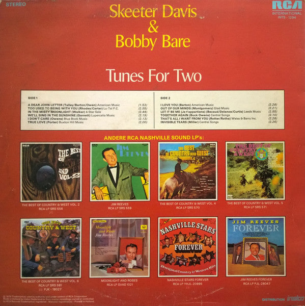 Skeeter Davis & Bobby Bare - Tunes For Two (LP Tweedehands)