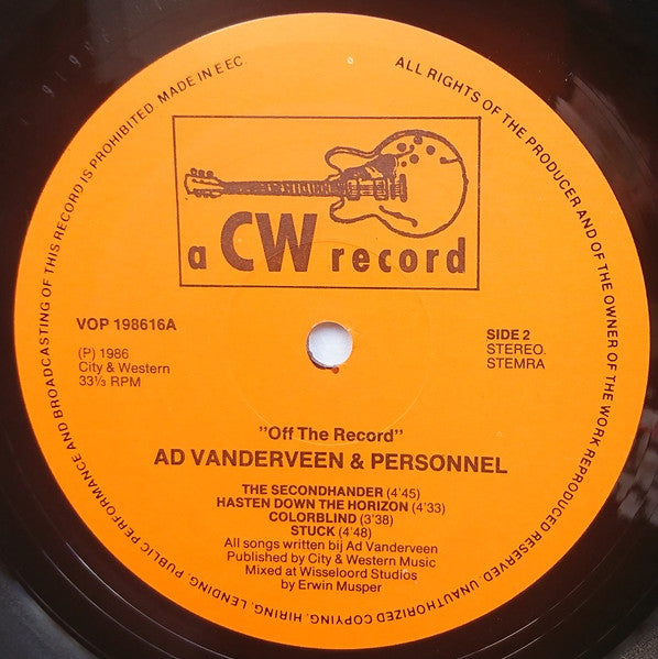 Ad Vanderveen & Personnel - Off The Record (LP Tweedehands)