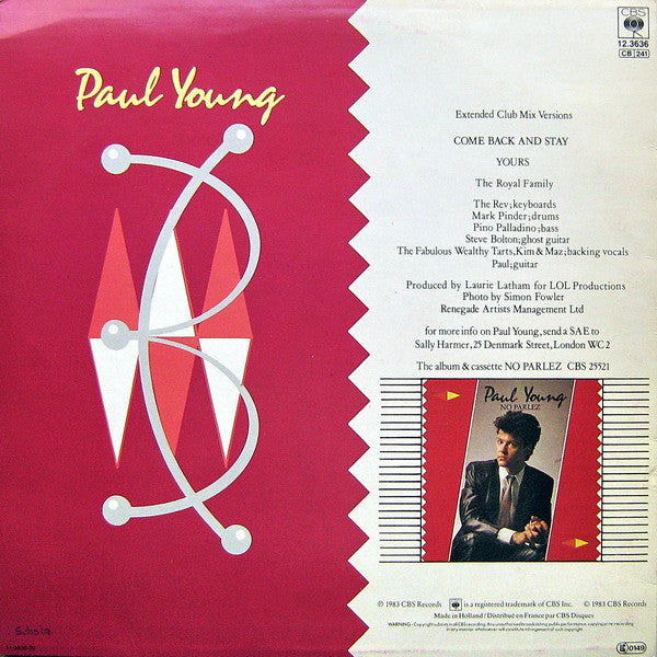 Paul Young - Come Back And Stay / Yours (Extended Club Mix Versions) (12" Tweedehands)