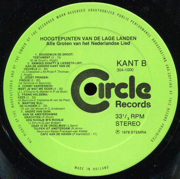 Various - Hoogtepunten Van De Lage Landen - Alle Groten van het Nederlandse Lied (LP Tweedehands)