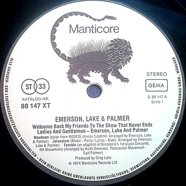 Emerson, Lake & Palmer - Welcome Back My Friends To The Show That Never Ends - Ladies And Gentlemen (LP Tweedehands)