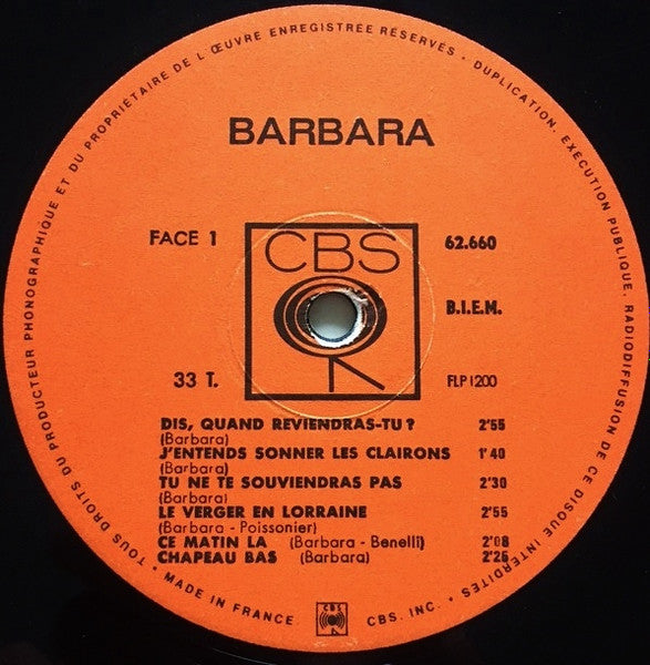 Barbara (5) - Dis, Quand Reviendras-tu ? (LP Tweedehands)