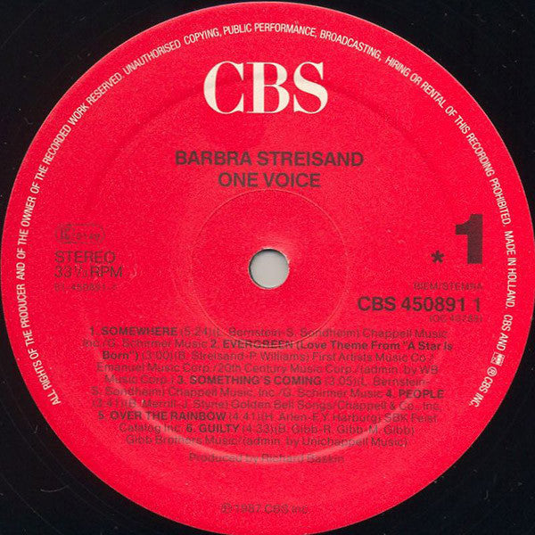 Barbra Streisand - One Voice (LP Tweedehands)