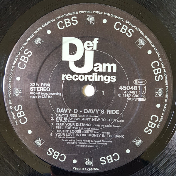 Davy D Featuring Hurricane (2) - Davy's Ride (LP Tweedehands)