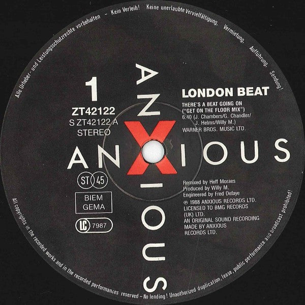 Londonbeat - There's A Beat Going On (Get On The Floor Mix) (12" Tweedehands) - Discords.nl