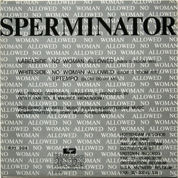 Sperminator - No Woman Allowed (12" Tweedehands)