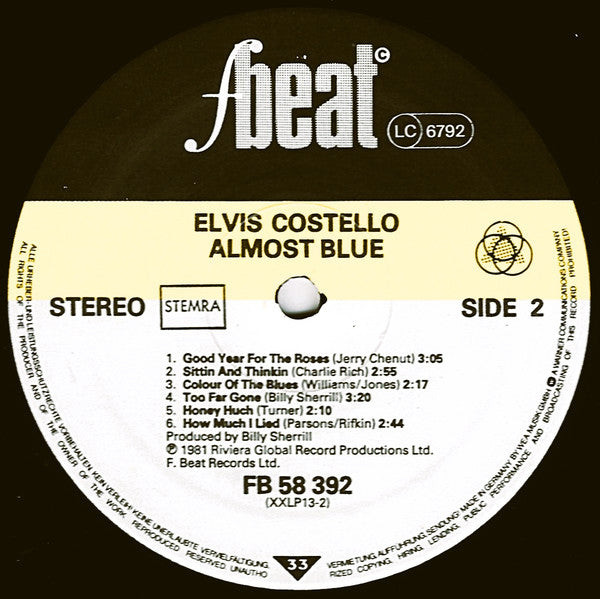 Elvis Costello & The Attractions - Almost Blue (LP Tweedehands)