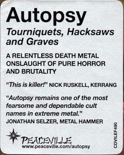 Autopsy - Tourniquets, Hacksaws And Graves (CD)