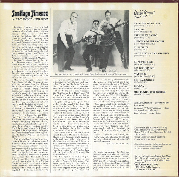 Santiago Jiménez Con Flaco Jimenez Y Juan Viesca - Santiago Jimenez Con Flaco Jimenez Y Juan Viesca (LP Tweedehands)