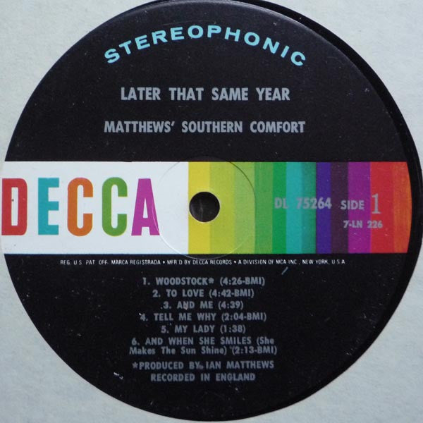 Matthews' Southern Comfort - Later That Same Year (LP Tweedehands) - Discords.nl