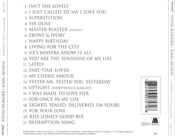 Stevie Wonder - Song Review - A Greatest Hits Collection (CD)