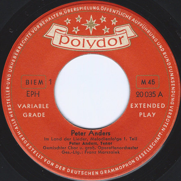 Peter Anders (2) - Peter Anders Im Land Der Lieder (7-inch Tweedehands)