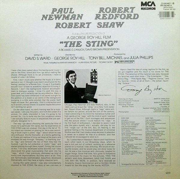 Marvin Hamlisch Featuring The Music Of Scott Joplin - The Sting (Original Motion Picture Soundtrack) (LP Tweedehands)