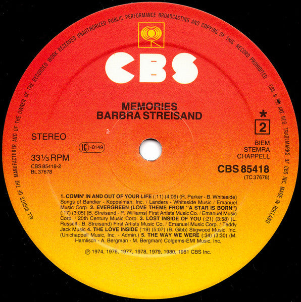 Barbra Streisand - Memories (LP Tweedehands)